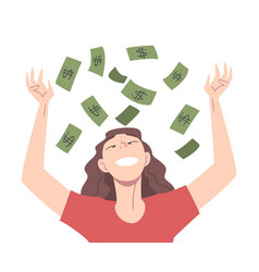 Happy Young Woman Throwing Her Money Up In Air