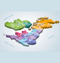 British Isles 3d Isometric Map Colored