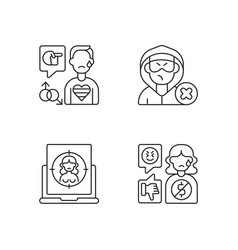 Cyber Bullying Linear Icons Set