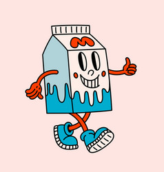 Retro Style Milk Box Cartoon Character Groovy