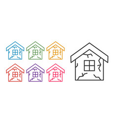 Set Line House Icon Isolated On White Background