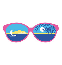 Sunglasses With Sea And Island Reflection