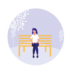 Young Woman Sitting In The Park Chair