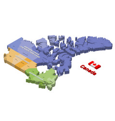 Canada States 3d Isometric Colored Isolated Map