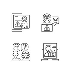 Cyber Harassment Linear Icons Set