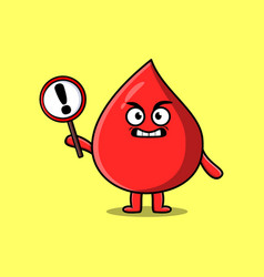 Cartoon Blood Drop With Exclamation Sign Board