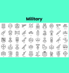 Set Of Military Icons Linear Style Icon Bundle