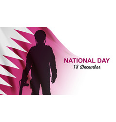 Silhouette Of Soldier With Qatari Flag