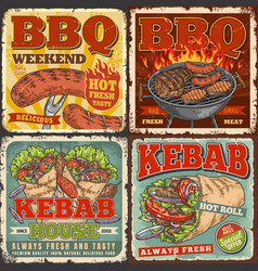 Bbq Food Set Posters Colorful