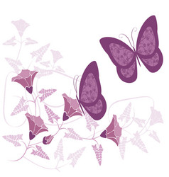 Tree with florishes with butterflies Royalty Free Vector