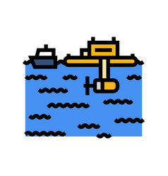 Floating Platform Tidal Power Color Icon