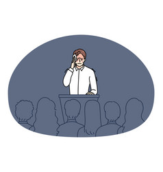 Nervous Man Scared Of Public Speaking On Stage