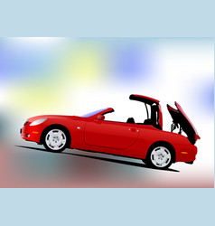 Red Car Cabriolet On The Road 3d