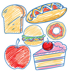 Set Of Food Scribble Style