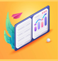 3d Isometric Cartoon An Open Book