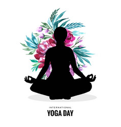 Female In Yoga Pose And Flowers On International