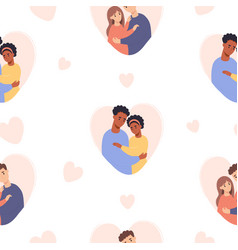 Seamless Pattern With Couple In Love Black People