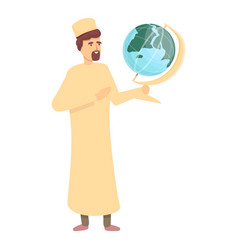 Arab Geography Teacher Icon Cartoon Muslim