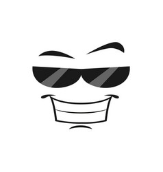 Cartoon Face In Sunglasses And Wide Smile Emoji