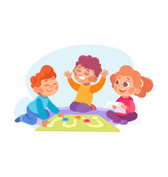 Happy Boy And Girl Playing Board Game Having Fun