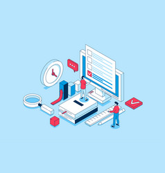 Online Survey Concept In 3d Isometric Design