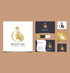 Luxury Beauty Spa Woman Logo With Business Card