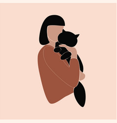 Woman And Cat Abstract Minimalistic