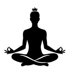 Yoga Meditation Silhouette On White Background