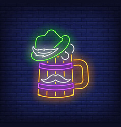 Beer Mug With Hat And Moustache Neon Sign