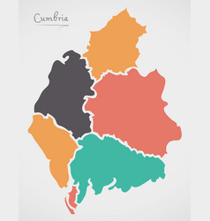 Cumbria England Map With States And Modern Round