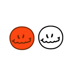 Evil Face Emoticon In Doodle Style Isolated