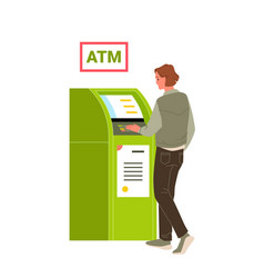 Man At Atm Trying To Withdraw Money