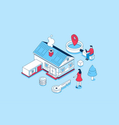 Real Estate Concept In 3d Isometric Design People