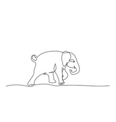 Running Baby Elephant Continuous One Line Drawing