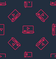 Red Line Online Play Video Icon Isolated Seamless