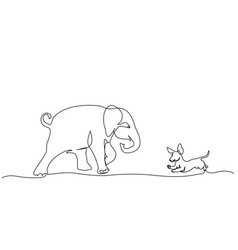 Running Baby Elephant Playing With Small Dog