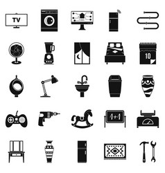 Sleeping Quarters Icons Set Simple Style