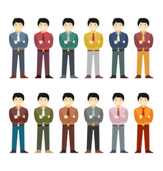 Asian Office Worker Character Set In Flat Style