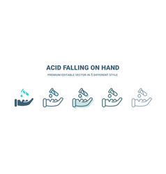 Acid Falling On Hand Icon In 5 Different Style