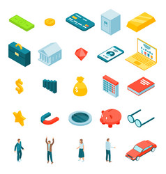 Millionaire Icons Set Isometric Style