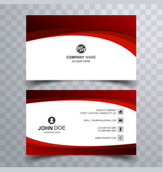 Business Card Template With Red Wave Background