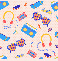 Cool 80s Music Gadgets Seamless Pattern