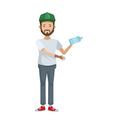 Environmentalist Man Recycling Bottle Character