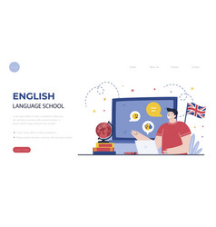 Hand Drawn Flat English School Landing Page