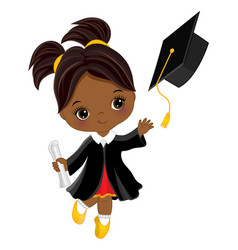 Graduation Cute Little Black Girl Holding Diploma