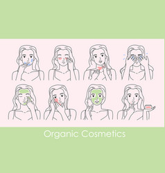 Hand Drawn Girls Clean And Moisture Face