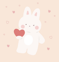 Kawaii Rabbit With Heart In His Hands Cute Bunny