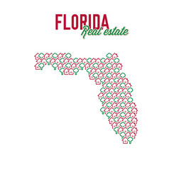 Florida Real Estate Properties Map Text Design