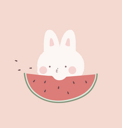 Kawaii Rabbit With Watermelon Cute Bunny