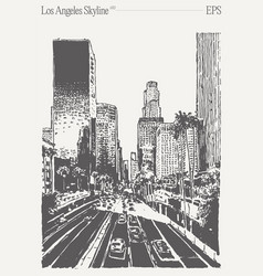 Los Angeles Skyline California Highway Sketch